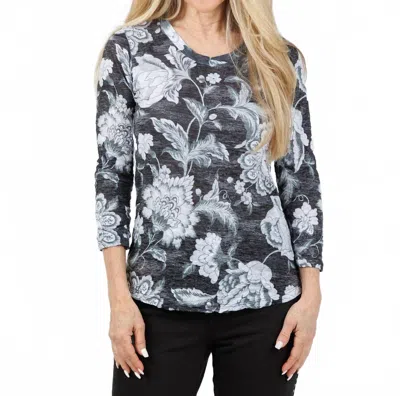 David Cline Liz 3/4 Sleeve Crew Top In Tar In Multi