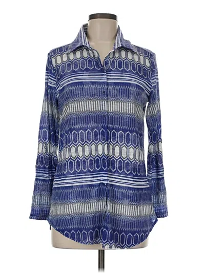 Pre-owned David Cline Long Sleeve Blouse In Blue