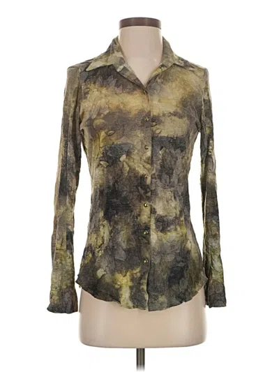 Pre-owned David Cline Long Sleeve Blouse In Gold