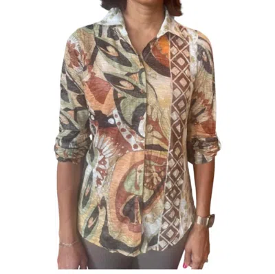 David Cline Roll Sleeve Polo Shirt In Deco In Multi