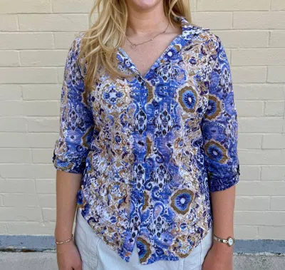 David Cline Roll Sleeve Polo Shirt In Peri In Multi