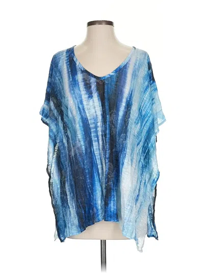 Pre-owned David Cline Short Sleeve Blouse In Blue