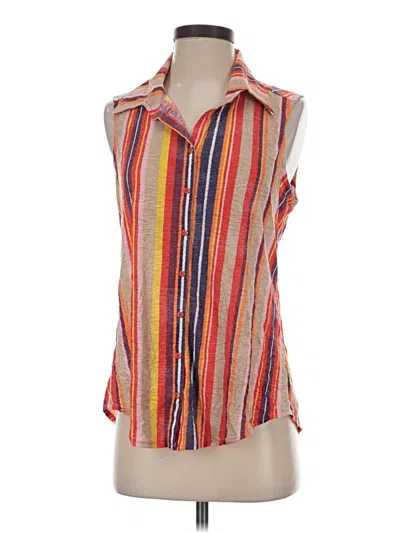 Pre-owned David Cline Sleeveless Button Down Shirt In Orange