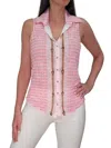 David Cline Women's Print Sleeveless Button Up Blouse In Pink Geometric In Pink