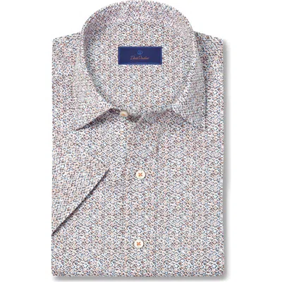 David Donahue Abstract Print Lyocell Short Sleeve Shirt In Multi