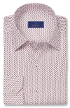 David Donahue Botanical Print Sport Shirt In Neutral