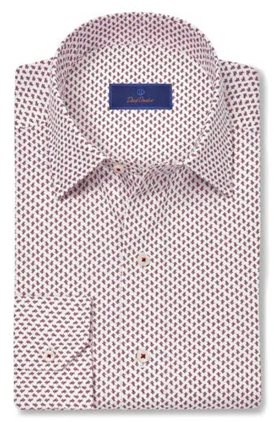 David Donahue Botanical Print Sport Shirt In Neutral