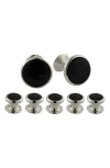 David Donahue Brass & Onyx Shirt Studs & Cuff Links Set Gift Box In Silver
