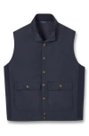 David Donahue Button Front Vest In Navy