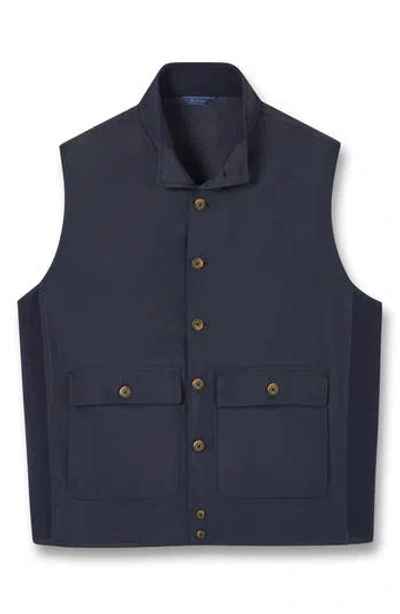 David Donahue Button Front Vest In Navy