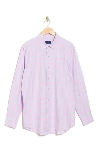 David Donahue Casual Plaid Cotton Poplin Button-down Shirt In Berry/blue