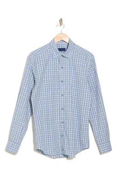 David Donahue Casual Plaid Cotton Poplin Button-down Shirt In Blue/grass