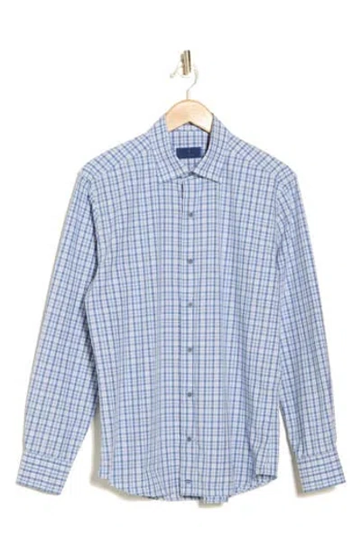 David Donahue Casual Plaid Cotton Poplin Button-down Shirt In Blue/gray