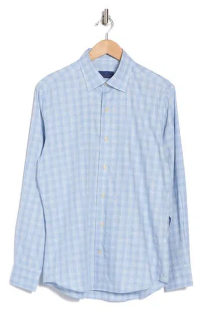 David Donahue Twill Plaid Sport Shirt In Sky