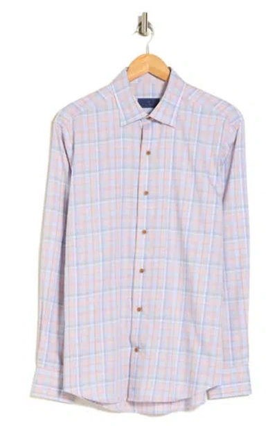 David Donahue Casual Plaid Cotton Twill Button-down Shirt In Blue/red