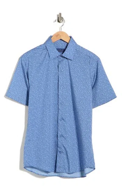 David Donahue Casual Short Sleeve Button-up Shirt In Blue
