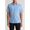David Donahue Casual Short Sleeve Linen & Cotton Button-up Shirt