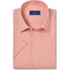 David Donahue Short Sleeve Linen & Cotton Sport Shirt In Pink