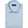 David Donahue Short Sleeve Linen & Cotton Sport Shirt In Sky