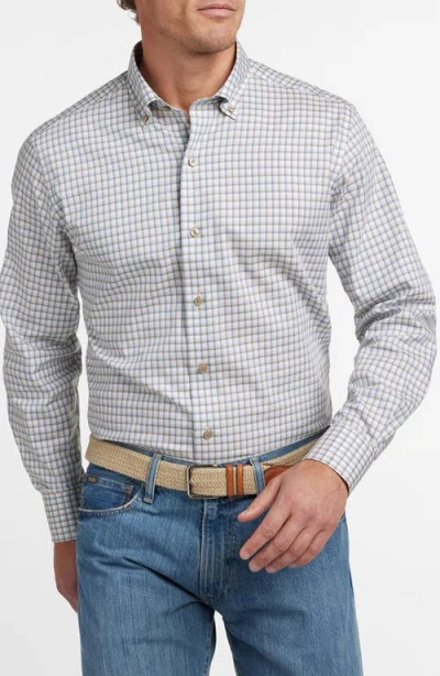 David Donahue Check Cotton Twill Button-down Shirt In Gray
