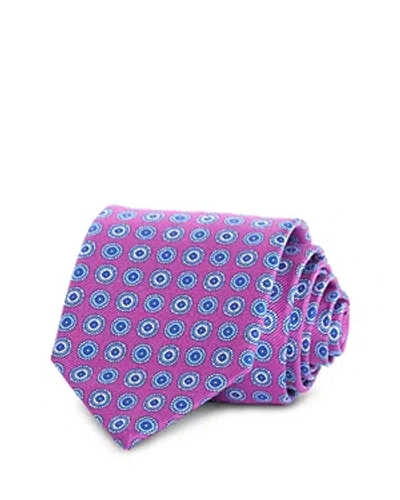 David Donahue Circle Medallion Silk Classic Tie In Berry
