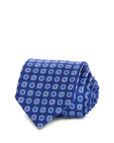 David Donahue Circle Medallion Silk Classic Tie In Blue