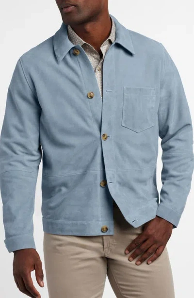 David Donahue City Suede Button-up Shirt Jacket In Pattern