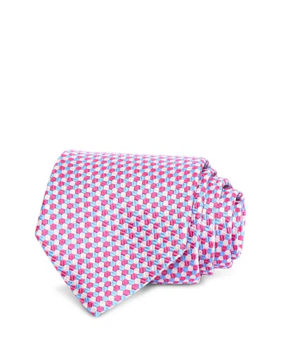 David Donahue Classic Silk Geometric Tie In Geranium