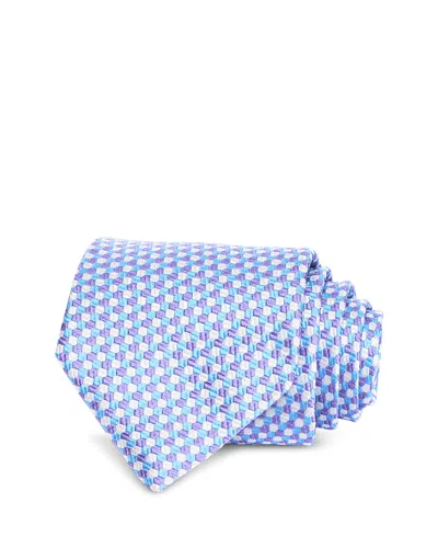 David Donahue Classic Silk Geometric Tie In Lilac