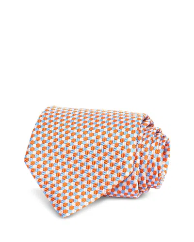 David Donahue Classic Silk Geometric Tie In Orange