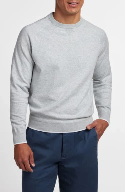 David Donahue South Point Cotton Silk Crewneck Sweater In Gray