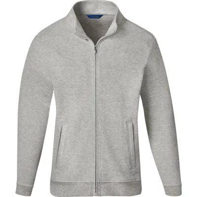 David Donahue Cotton Blend Zip-up Jacket In Gray
