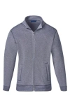 David Donahue Cotton Blend Zip-up Jacket In Navy