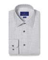 David Donahue Regular Fit Dobby Diagonal Cotton Dress Shirt In White/ Black