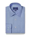 David Donahue Trim Fit Micropattern Cotton Dobby Dress Shirt In Blue