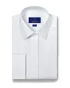 David Donahue Trim Fit Birdseye French Cuff Dress Shirt In White