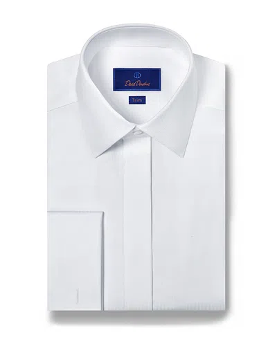 DAVID DONAHUE TRIM FIT FRENCH CUFF COVERED PLACKET FORMAL SHIRT