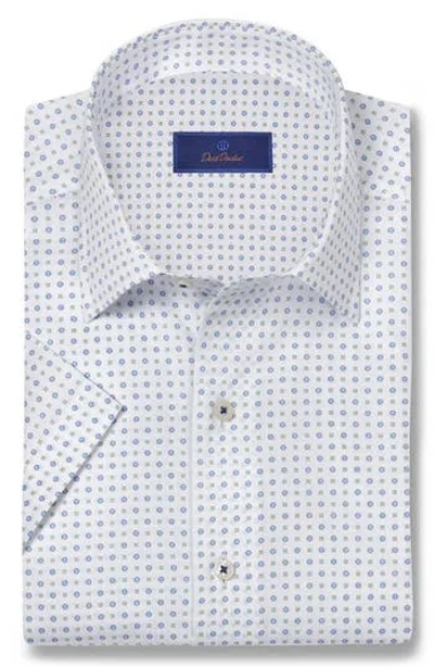 David Donahue Cotton Short Sleeve Sport Shirt In Multi