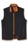 David Donahue Diamond Quilted Vest In Black