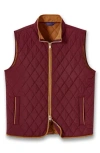 David Donahue Diamond Quilted Vest In Burgundy