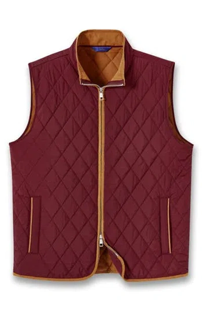 David Donahue Diamond Quilted Vest In Burgundy