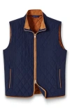 David Donahue Diamond Quilted Vest In Navy