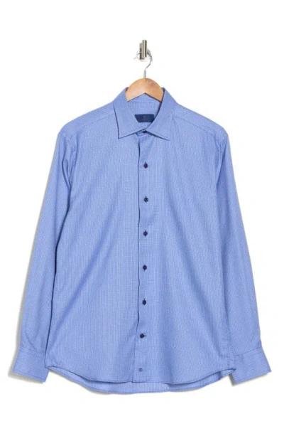 David Donahue Dobby Cotton Button-up Shirt In Navy