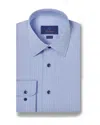David Donahue Trim Fit Solid Cotton Herringbone Dress Shirt In Sky