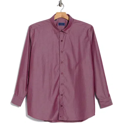 David Donahue Dobyy Dot Print Sport Shirt In Burgundy