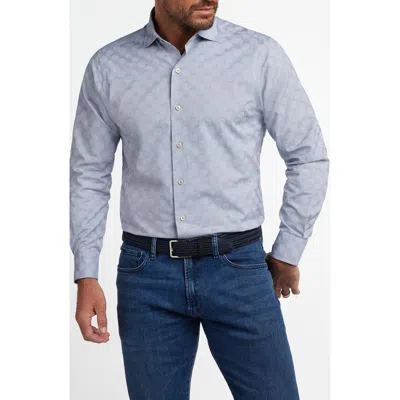 David Donahue Dot Jacquard Cotton Button-up Shirt In Blue