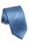 David Donahue Dot Silk Tie In Blue