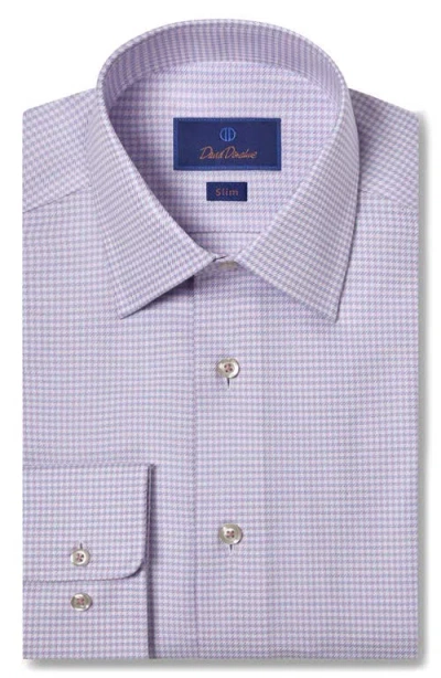 David Donahue End On End Slim Fit Twill Check Dress Shirt In Purple