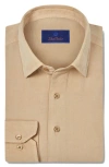 David Donahue Fine Wale Stretch Corduroy Dress Shirt In Sand