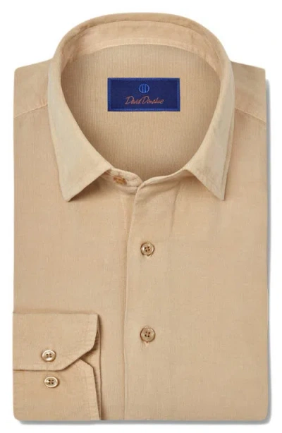 David Donahue Fine Wale Stretch Corduroy Dress Shirt In Sand